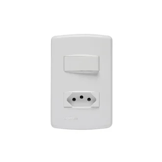 Interruptor 1 Simples + 1 Tomada 2X4 10A Branco Soprano