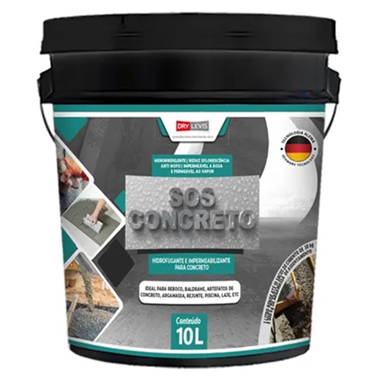 IMPERMEABILIZANTE PARA CONCRETO SOS CONCRETO 10L - Protege Contra Umidade e Corrosão